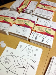 Peach's Pen Pal Project postcards ready to be place into packages